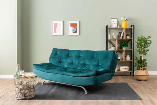 Canapea extensibila cu 3 locuri, Futon, 859FTN2893, Metal , Verde petrol