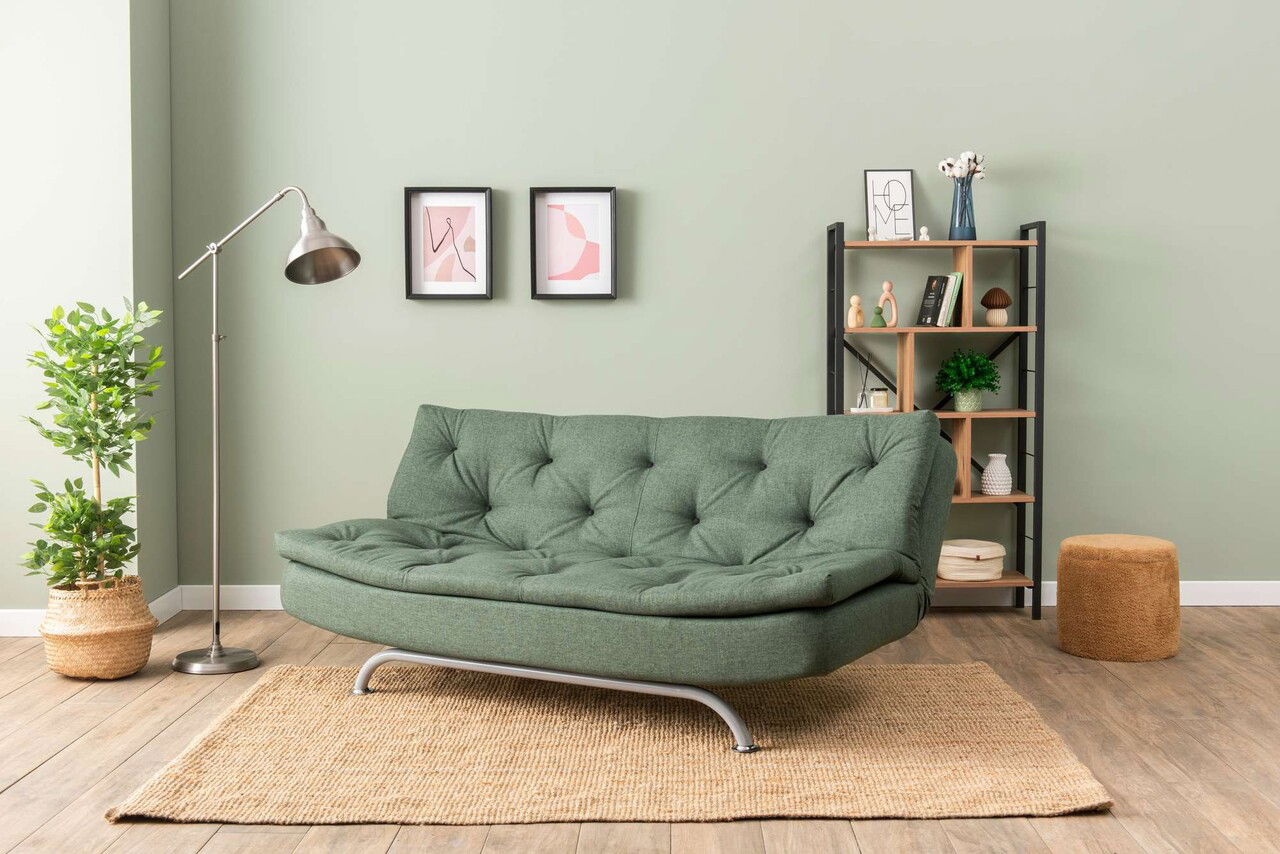 Canapea extensibila cu 3 locuri, Futon, 859FTN2895, Metal , Verde