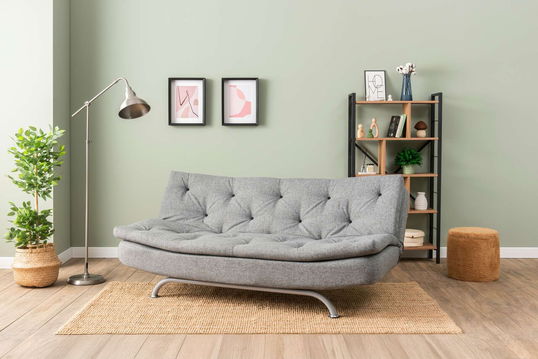Canapea extensibila cu 3 locuri, Futon, 859FTN2897, Metal , Gri deschis