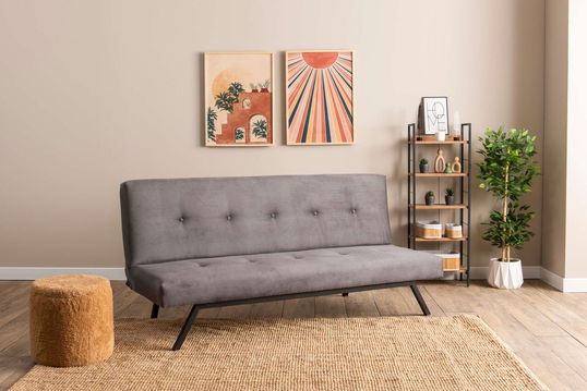 Canapea extensibila cu 3 locuri, Futon, 859FTN2899, Metal , Gri
