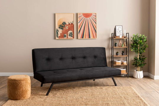 Canapea extensibila cu 3 locuri, Futon, 859FTN2900, Metal , Negru