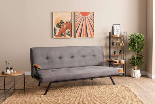 Canapea extensibila cu 3 locuri, Futon, 859FTN2903, Metal , Gri