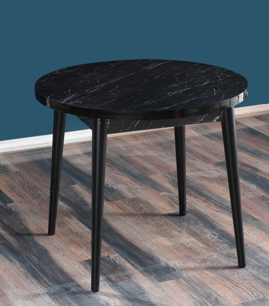 Masa, Beckley, Stil Bendir, 90x90x77.5 cm, Alb/Negru