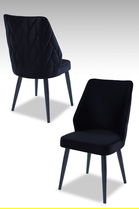 Set scaune 2 piese, Beckley, Pufi, Negru