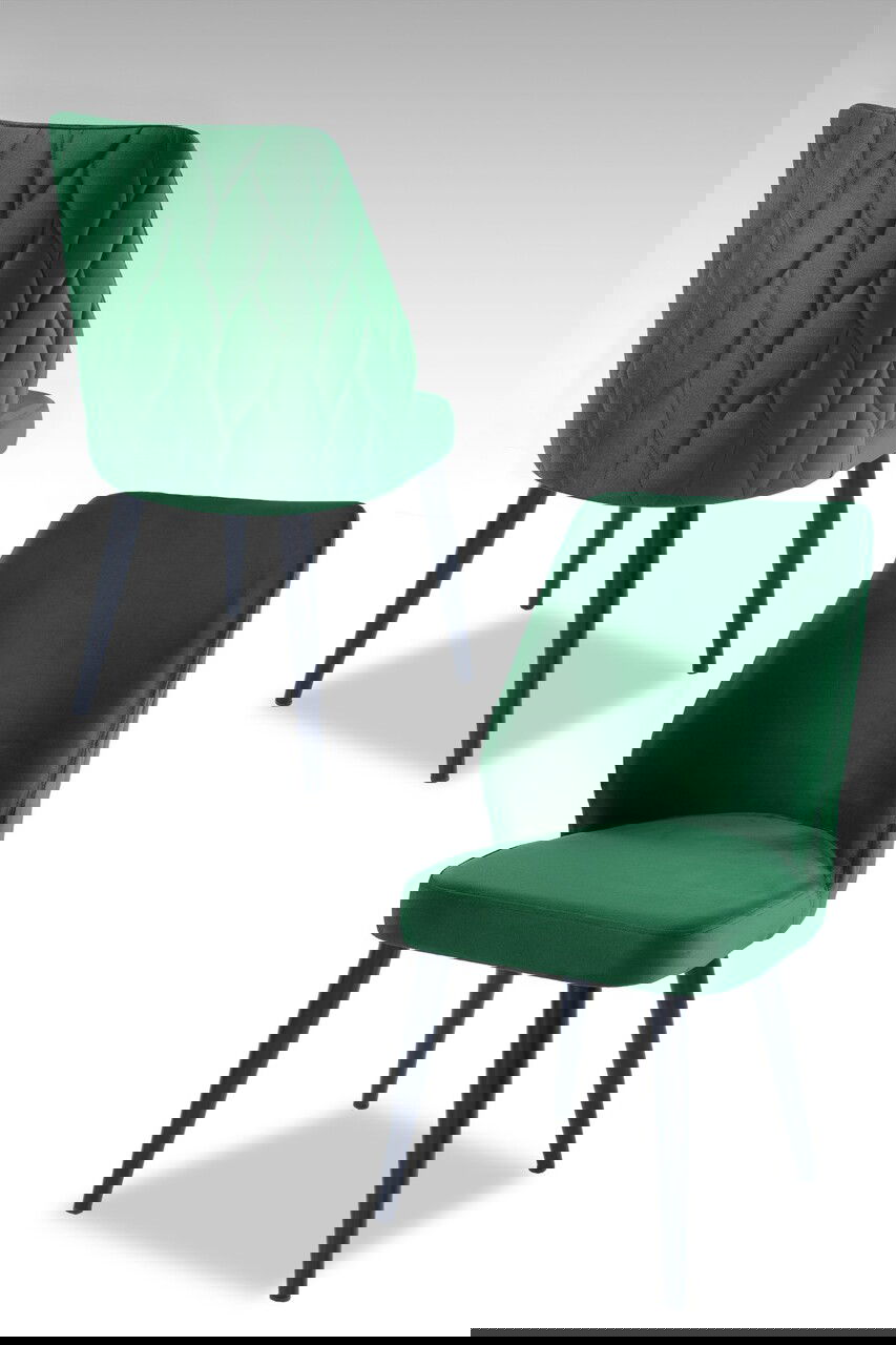 Set scaune 2 piese, Beckley, Pufi, Verde/Negru