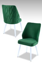 Set scaune 2 piese, Beckley, Pufi, Verde/Alb