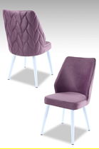 Set scaune 2 piese, Beckley, Pufi, Liliac / Alb