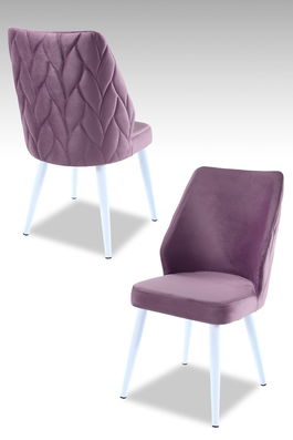 Set scaune 2 piese, Beckley, Pufi, Liliac / Alb
