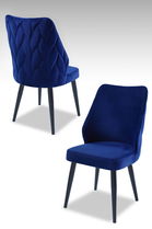 Set scaune 2 piese, Beckley, Pufi, Sax Albastru / Negru
