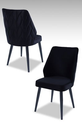 Set scaune 4 piese, Beckley, Pufi, Negru