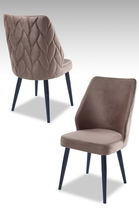 Set scaune 4 piese, Beckley, Pufi, Cappuccino / Negru