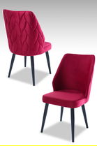 Set scaune 4 piese, Beckley, Pufi, Roșu Claret / Negru