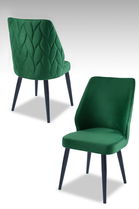 Set scaune 4 piese, Beckley, Pufi, Verde/Negru