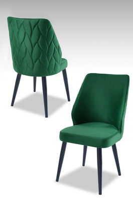 Set scaune 4 piese, Beckley, Pufi, Verde/Negru