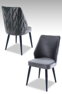 Set scaune 4 piese, Beckley, Pufi, Gri/Negru