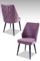 Set scaune 4 piese, Beckley, Pufi, Liliac / Negru