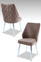 Set scaune 4 piese, Beckley, Pufi, Cappuccino / Chrome