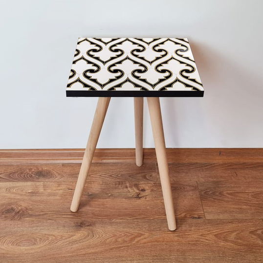 Masuta, Leona, Shp131, 35x42x35 cm, Negru / Alb / Auriu
