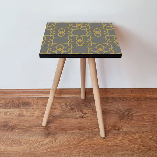 Masuta, Leona, Shp135, 35x42x35 cm, Gri / Auriu / Negru