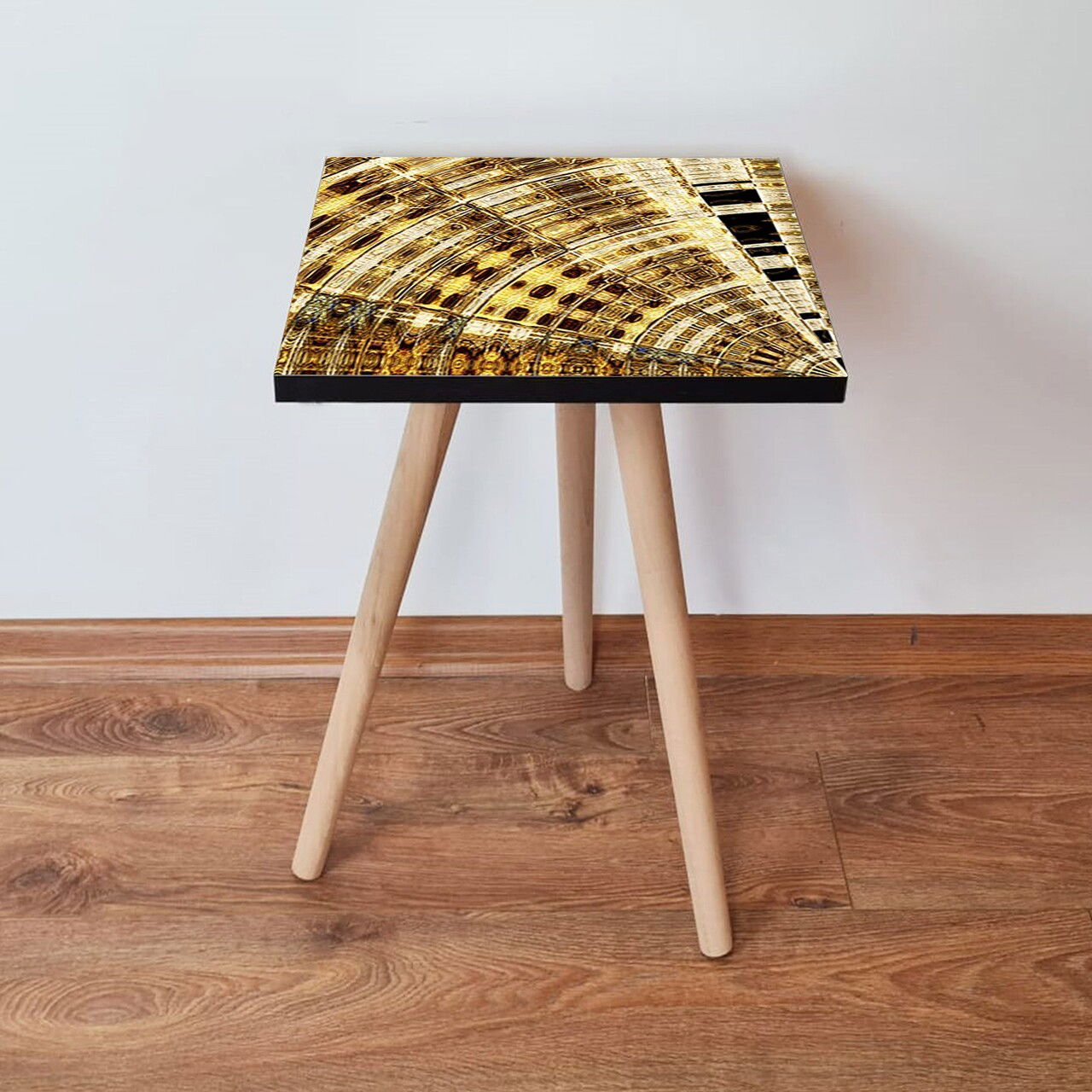 Masuta, Leona, Shp142, 35x42x35 cm, Auriu / Maro / Negru