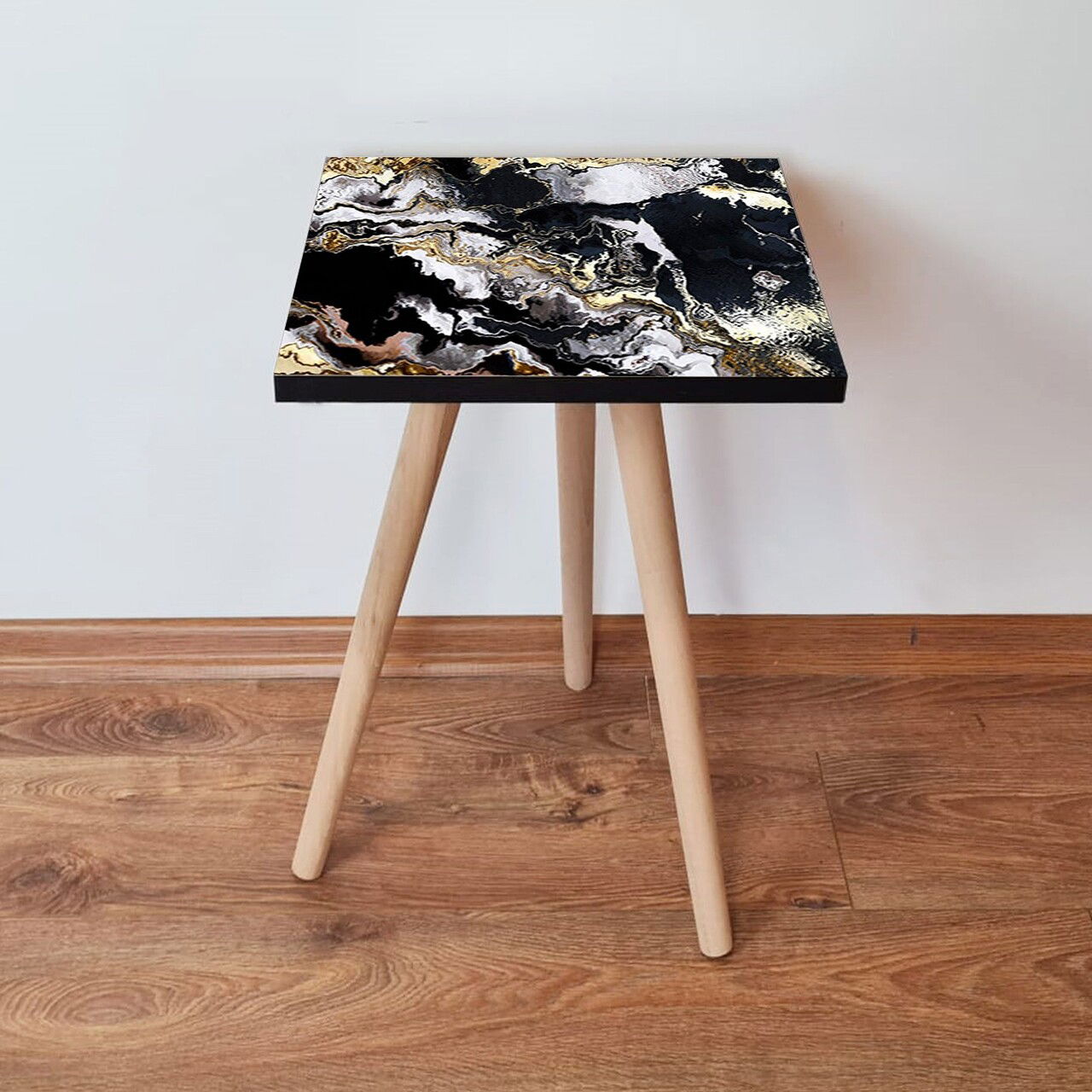 Masuta, Leona, Shp159, 35x42x35 cm, Negru / Alb / Auriu