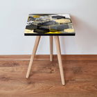 Masuta, Leona, Shp162, 35x42x35 cm, Negru / Auriu / Gri