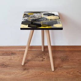 Masuta, Leona, Shp162, 35x42x35 cm, Negru / Auriu / Gri