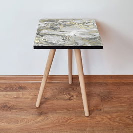 Masuta, Leona, Shp163, 35x42x35 cm, Auriu / Gri / Alb
