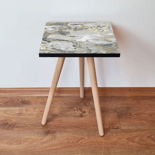 Masuta, Leona, Shp163, 35x42x35 cm, Auriu / Gri / Alb