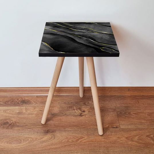 Masuta, Leona, Shp164, 35x42x35 cm, Negru / Auriu / Alb