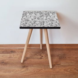 Masuta, Leona, Shp229, 35x42x35 cm, Alb/Negru