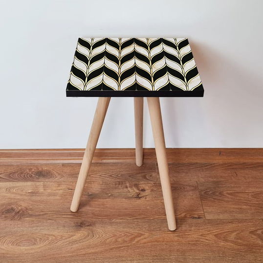 Masuta, Leona, Shp267, 35x42x35 cm, Negru / Auriu / Alb