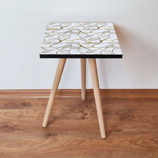 Masuta, Leona, Shp270, 35x42x35 cm, Alb / Auriu / Gri