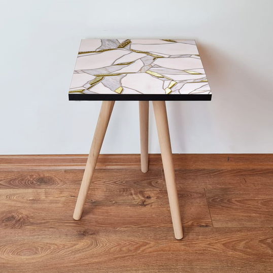 Masuta, Leona, Shp272, 35x42x35 cm, Alb / Auriu / Gri