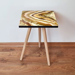 Masuta, Leona, Shp295, 35x42x35 cm, Auriu / Maro / Alb