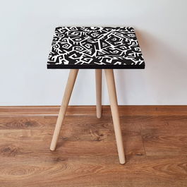 Masuta, Leona, Shp377, 35x42x35 cm, Alb/Negru