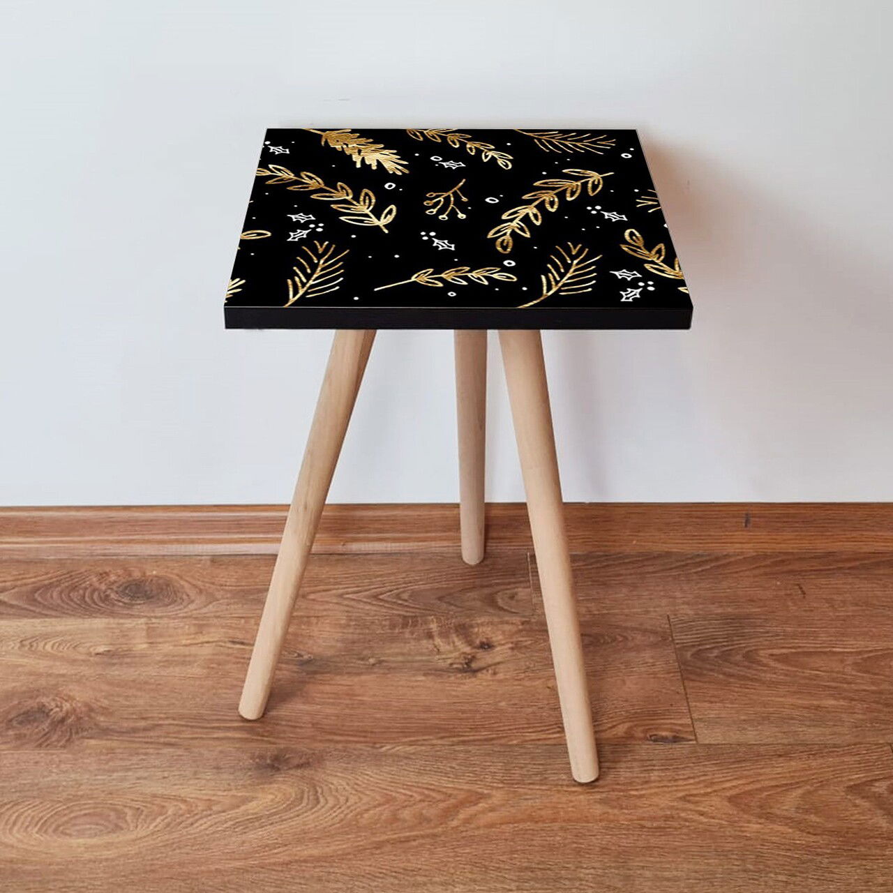 Masuta, Leona, Shp382, 35x42x35 cm, Negru / Auriu / Alb