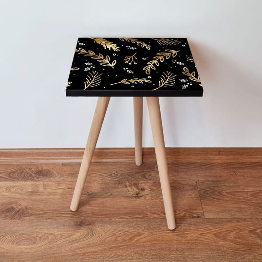Masuta, Leona, Shp382, 35x42x35 cm, Negru / Auriu / Alb