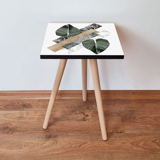 Masuta, Leona, Shp385, 35x42x35 cm, Alb / Verde / Bej / Negru