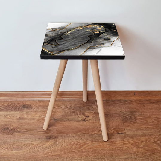 Masuta, Leona, Shp391, 35x42x35 cm, Negru / Auriu / Alb