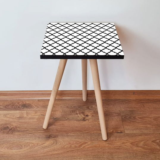 Masuta, Leona, Shp393, 35x42x35 cm, Alb/Negru