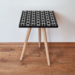 Masuta, Leona, Shp395, 35x42x35 cm, Alb/Negru