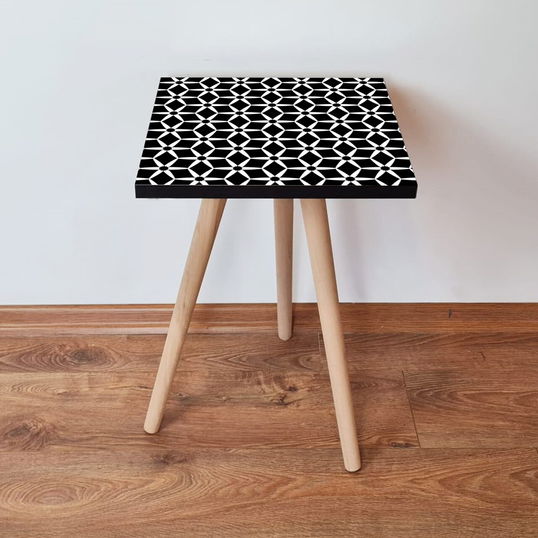 Masuta, Leona, Shp395, 35x42x35 cm, Alb/Negru