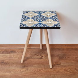 Masuta, Leona, Shp40, 35x42x35 cm, Alb / Bleumarin / Bej