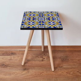 Masuta, Leona, Shp47, 35x42x35 cm, Galben / Bleumarin / Albastru