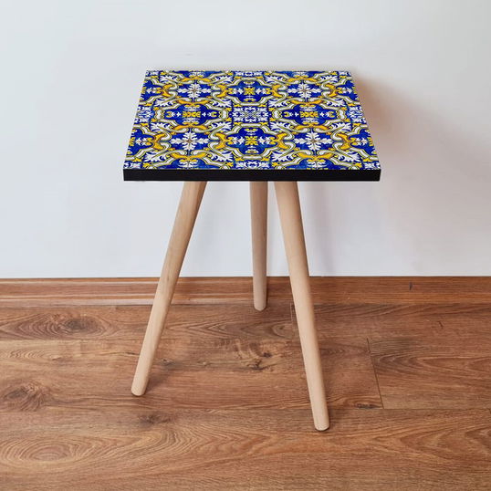 Masuta, Leona, Shp47, 35x42x35 cm, Galben / Bleumarin / Albastru