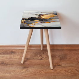 Masuta, Leona, Shp83, 35x42x35 cm, Gri / Negru / Auriu