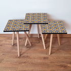 Set masute 3 piese, Leona, 3Shp35, Bleumarin / Portocaliu / Alb