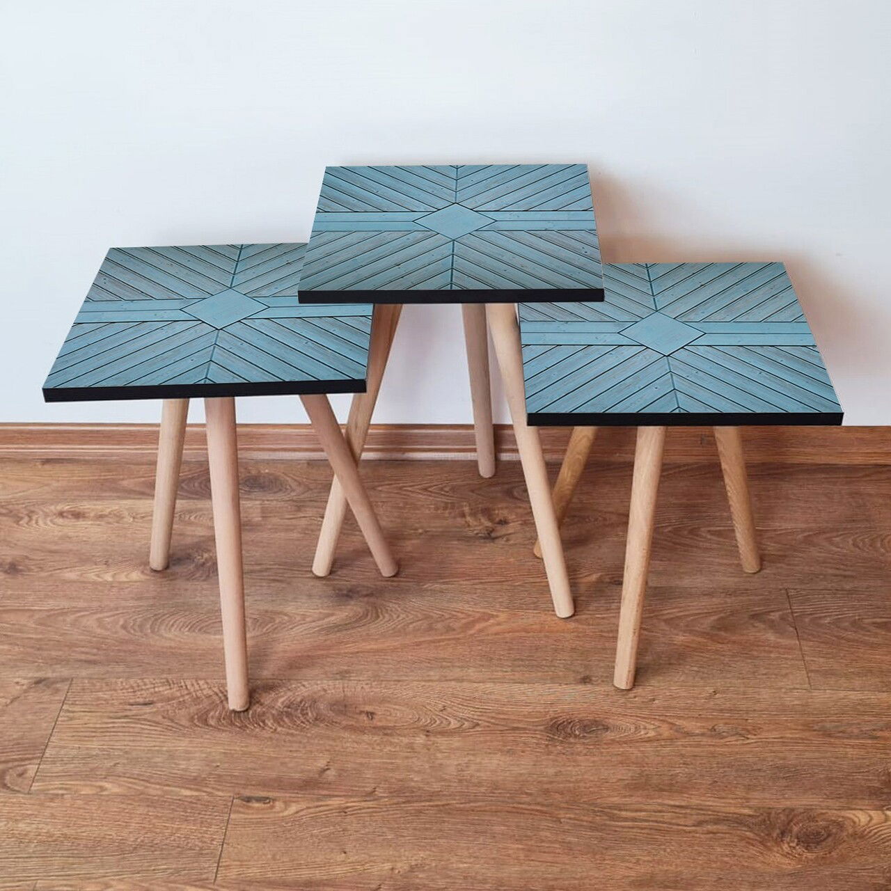 Set masute 3 piese, Leona, 3Shp362, Albastru