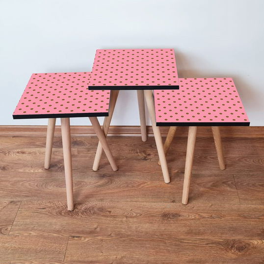 Set masute 3 piese, Leona, 3Shp369, Roz/Maro